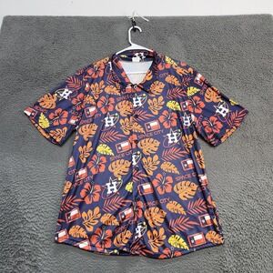 Houston Astros Shirt Mens XL Blue MLB Baseball Space City Hawaiian Aloha Chevy